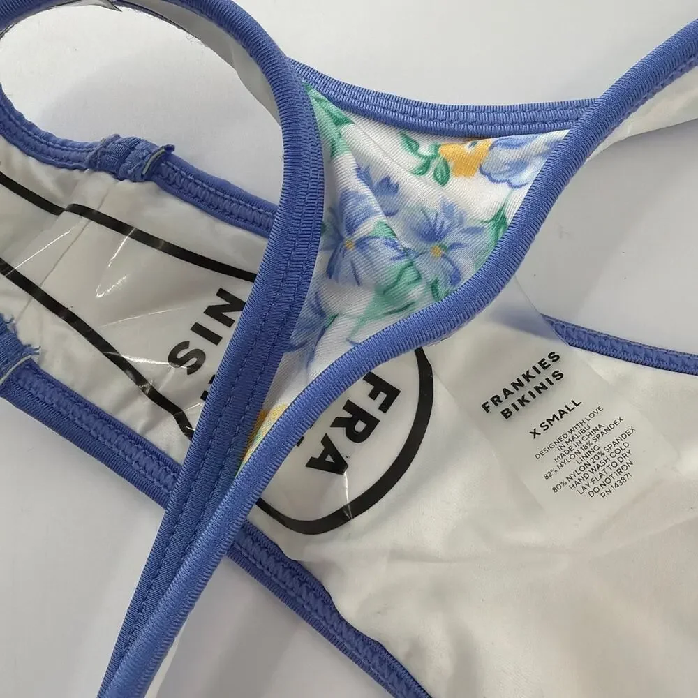 Frankies Bikinis Women's Coastal Floral Brittany Satin Bikini Bottom Size XS